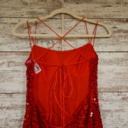 RED FULL SEQUIN LONG DRESS-NEW