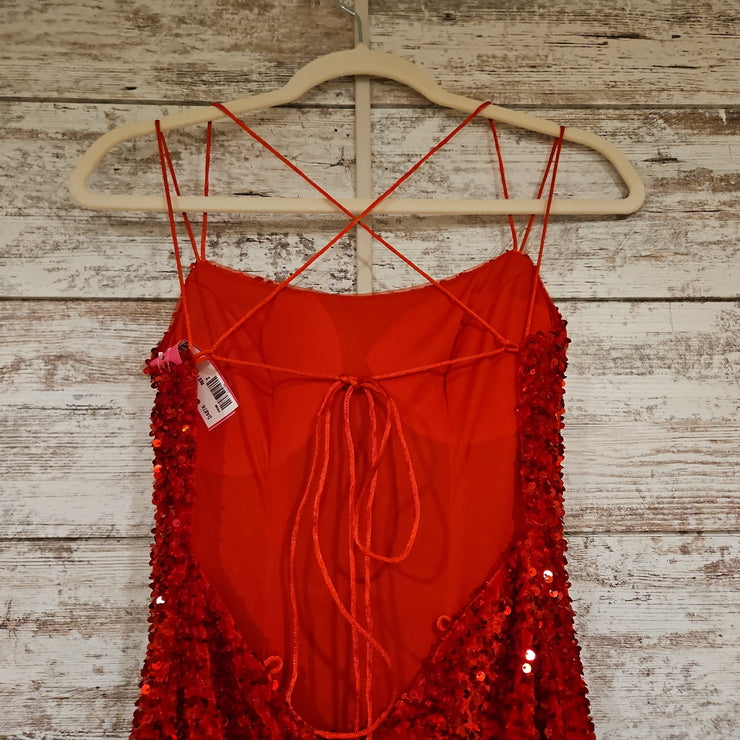 RED FULL SEQUIN LONG DRESS-NEW