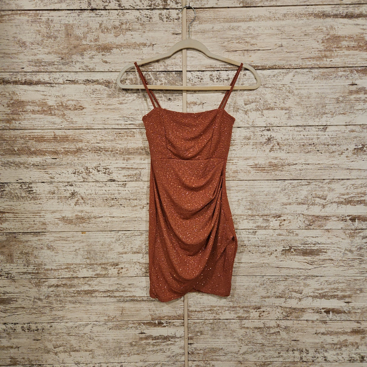 RUST/GOLD SPARKLY SHORT DRESS