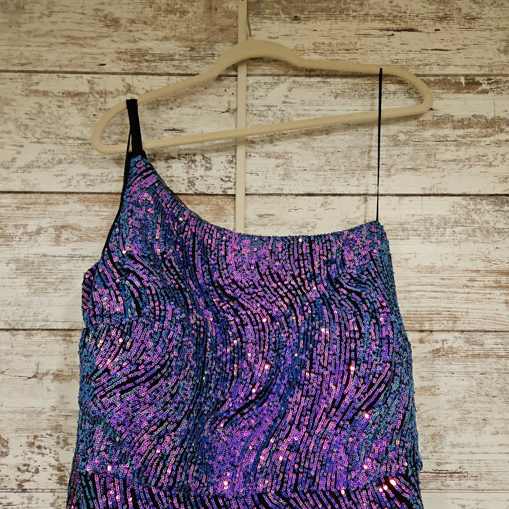 BLUE/PURPLE SPARKLY LONG DRESS