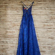 ROYAL BLUE SPARKLY A LINE GOWN