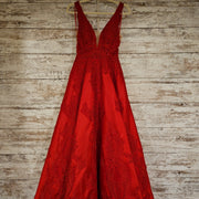 RED/FLORAL A LINE GOWN