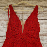 RED/FLORAL A LINE GOWN