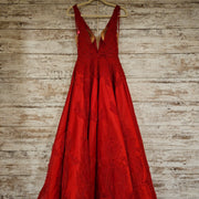 RED/FLORAL A LINE GOWN