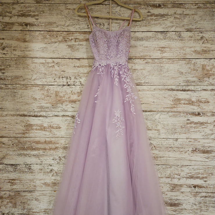 LAVENDER/FLORAL A LINE GOWN