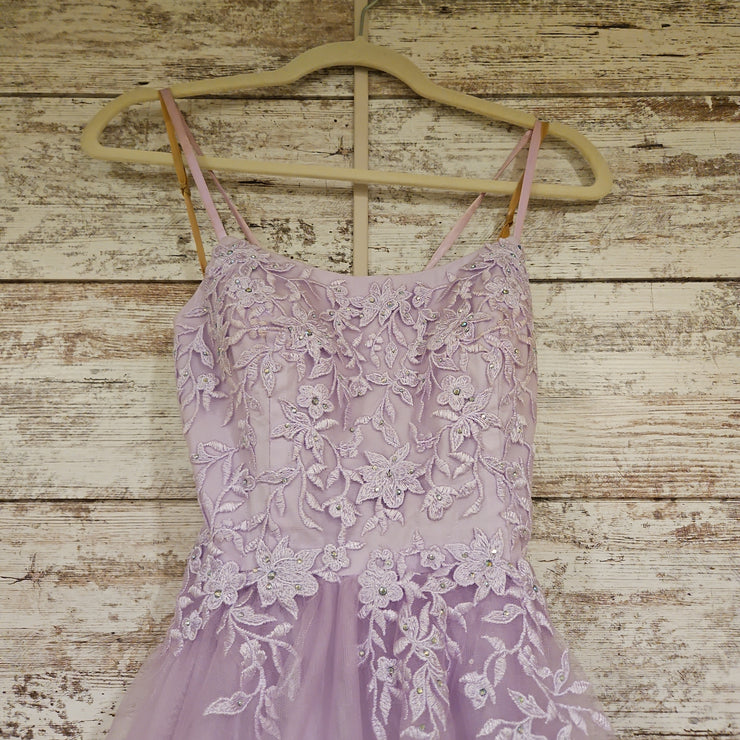 LAVENDER/FLORAL A LINE GOWN