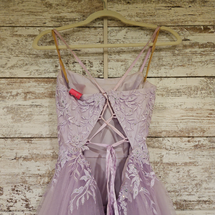 LAVENDER/FLORAL A LINE GOWN