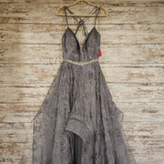 GRAY/FLORAL A LINE GOWN (NEW)