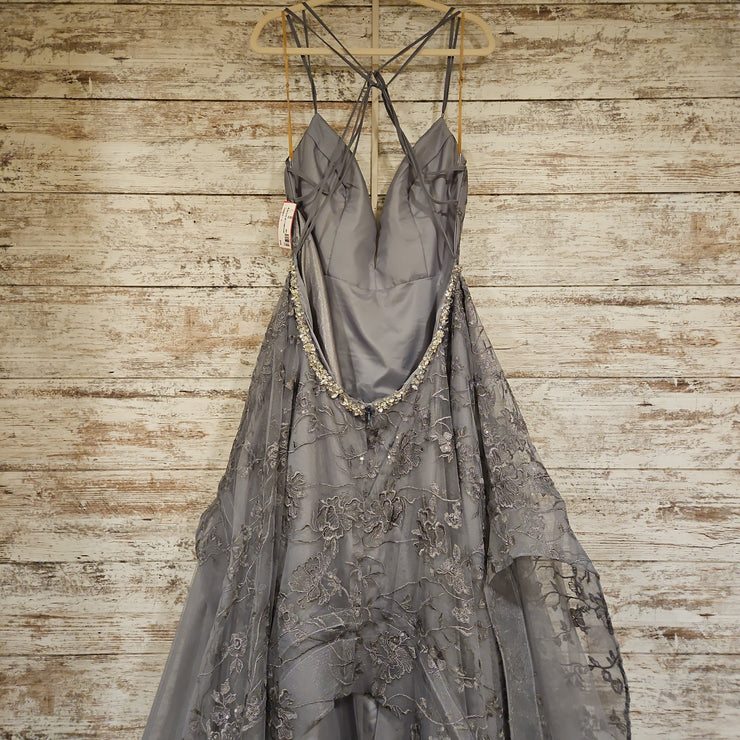 GRAY/FLORAL A LINE GOWN (NEW)