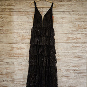 BLACK SPARKLY TIERED DRESS