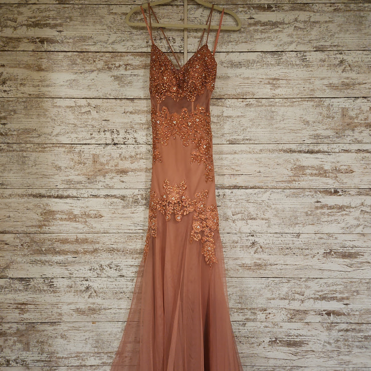 BLUSH/GOLD/FLORAL LONG DRESS