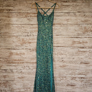 GREEN FULL SEQUIN LONG DRESS