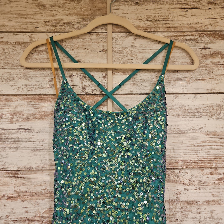 GREEN FULL SEQUIN LONG DRESS