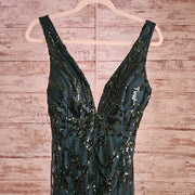 GREEN SPARKLY LONG DRESS