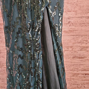 GREEN SPARKLY LONG DRESS