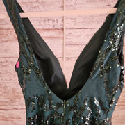 GREEN SPARKLY LONG DRESS