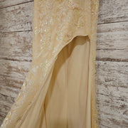 YELLOW SPARKLY A LINE GOWN