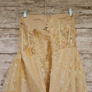 YELLOW SPARKLY A LINE GOWN