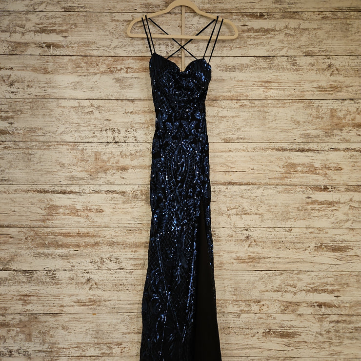 NAVY/BLACK SPARKLY LONG DRESS