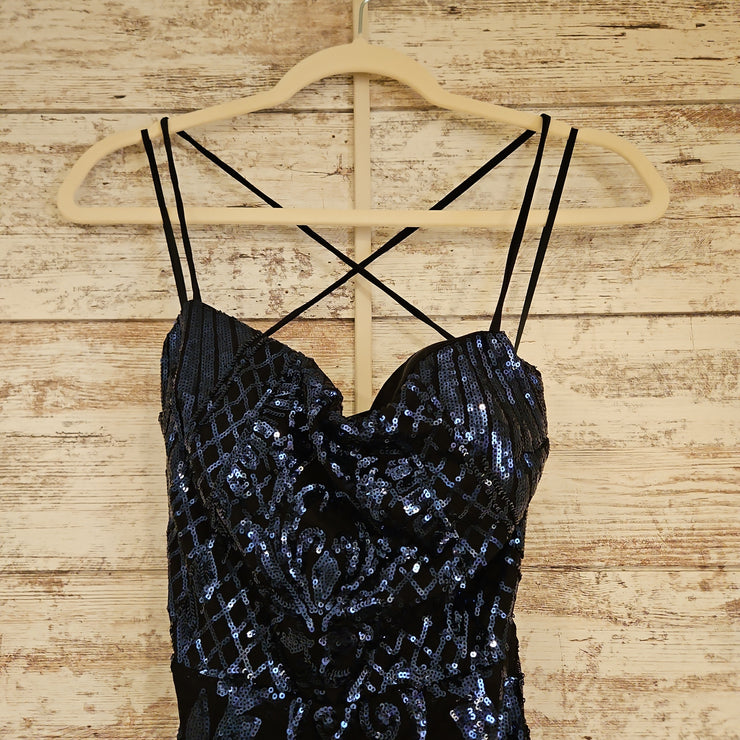 NAVY/BLACK SPARKLY LONG DRESS