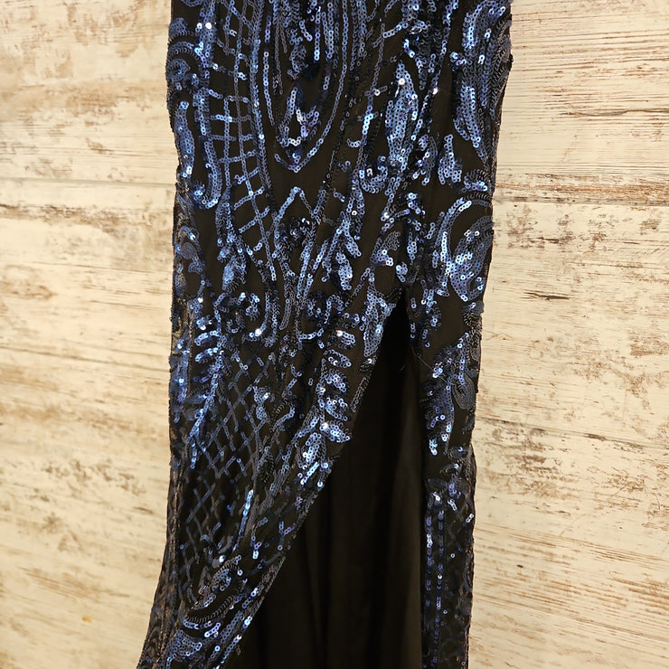 NAVY/BLACK SPARKLY LONG DRESS