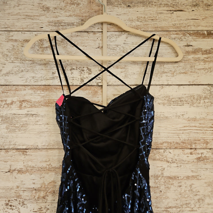 NAVY/BLACK SPARKLY LONG DRESS