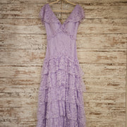 LAVENDER TIERED RUFFLED GOWN