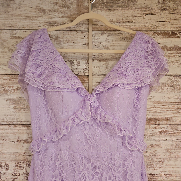 LAVENDER TIERED RUFFLED GOWN