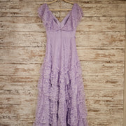 LAVENDER TIERED RUFFLED GOWN