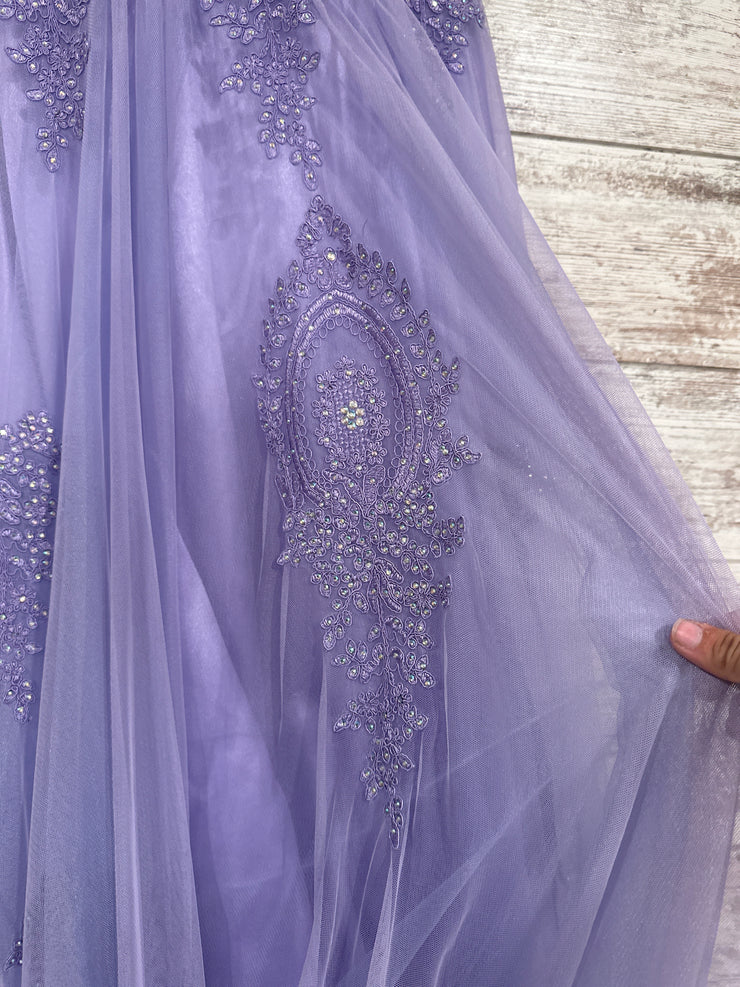 LAVENDER FLORAL A LINE GOWN
