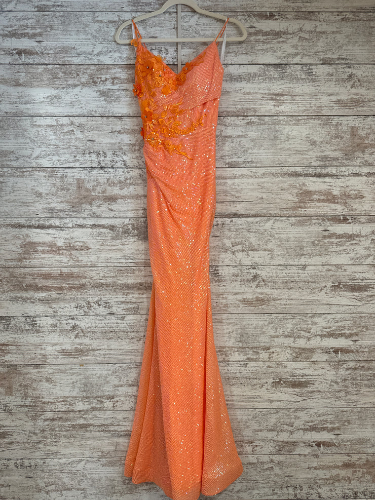 ORANGE SPARKLY LONG DRESS-NEW