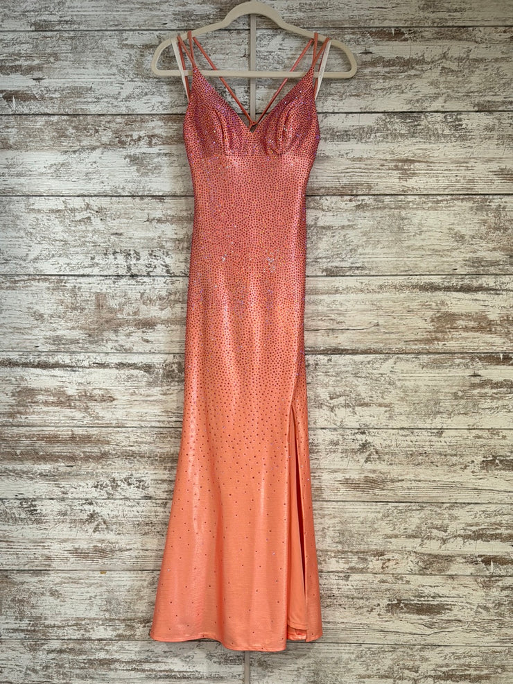 PEACH BEADED LONG DRESS