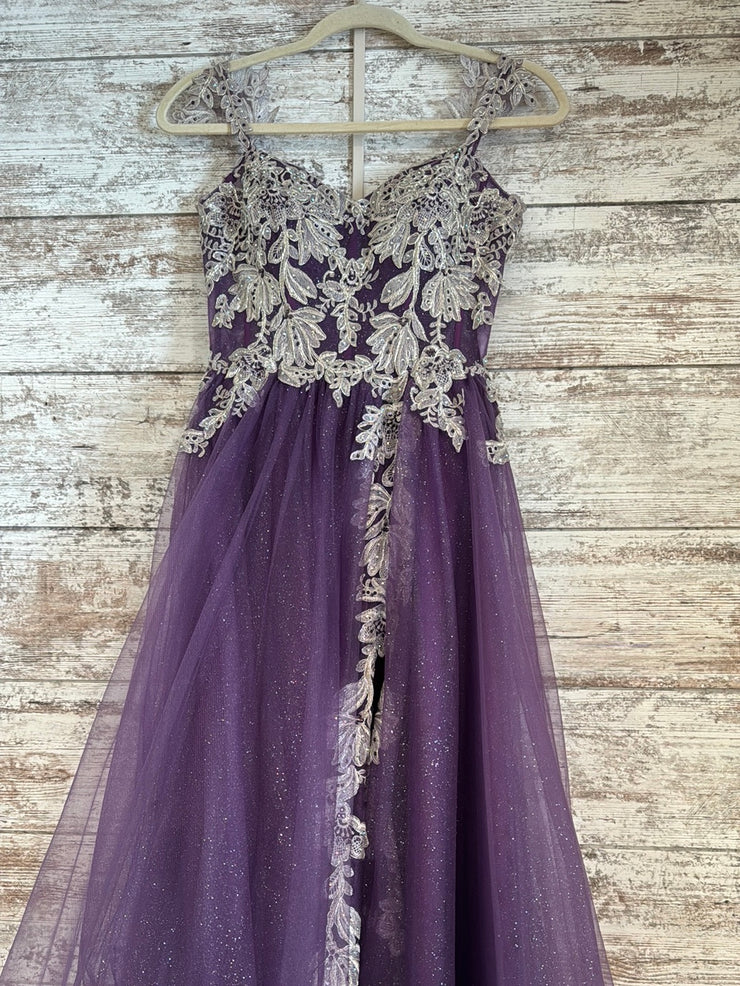 PURPLE/WHITE A LINE GOWN $625