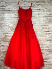 RED/FLORAL A LINE GOWN