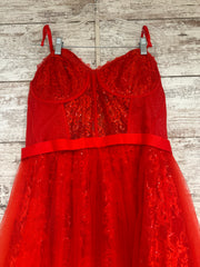 RED SPARKLY A LINE GOWN