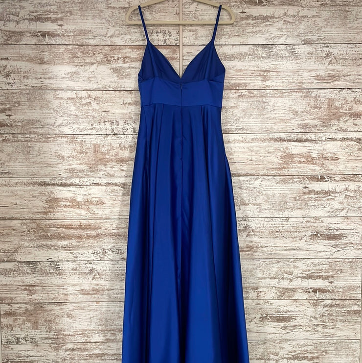 ROYAL BLUE A LINE GOWN