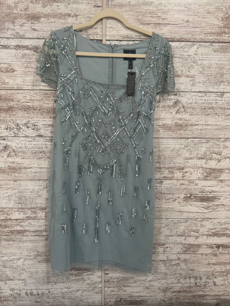 AQUA BEADED SHORT DRES-NEW$199