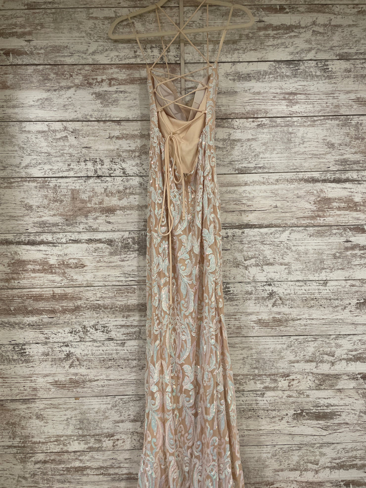 IVORY/PINK SPARKLY LONG DRESS