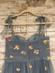 BLUE/FLORAL A LINE GOWN