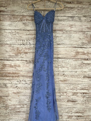 PERIWINKLE/FLORAL A LINE GOWN