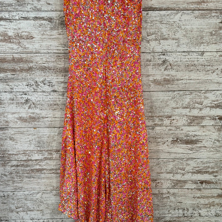 PINK/ORANGE SEQUIN LONG DRESS