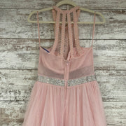 PINK RUFFLED A LINE GOWN