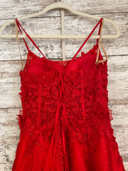 RED/FLORAL A LINE GOWN