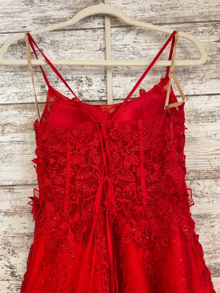 RED/FLORAL A LINE GOWN