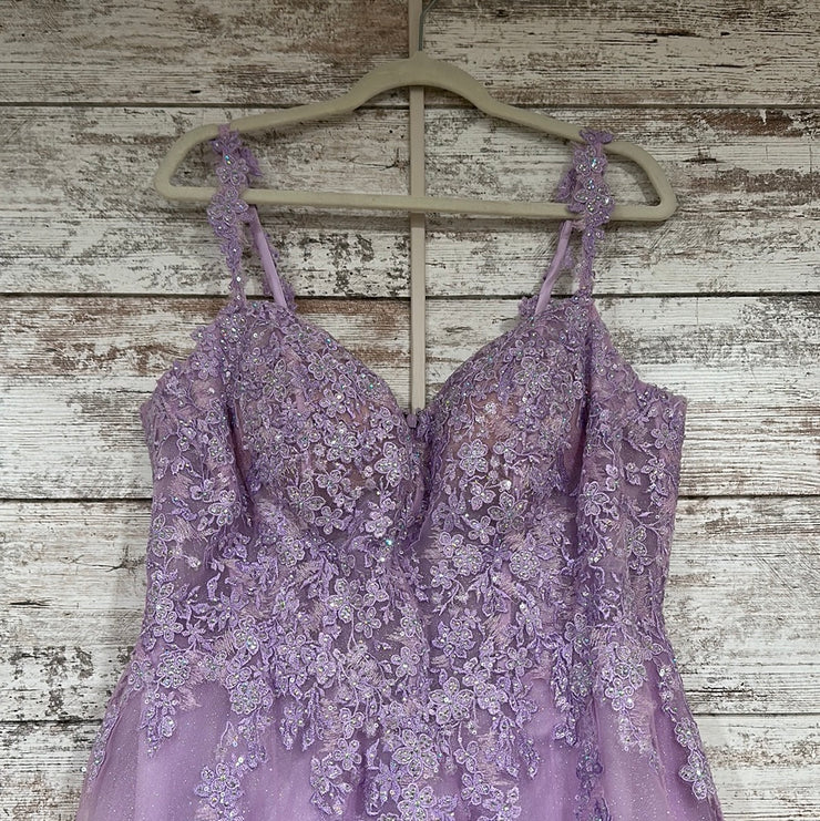 LAVENDER SPARKLY A LINE GOWN