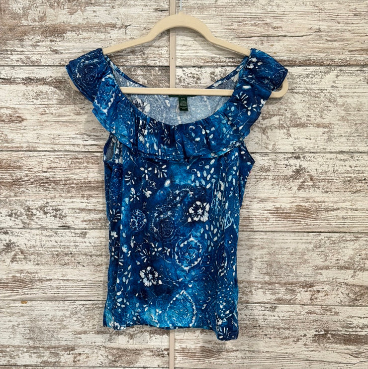 BLUE/FLORAL SLEEVELESS TOP
