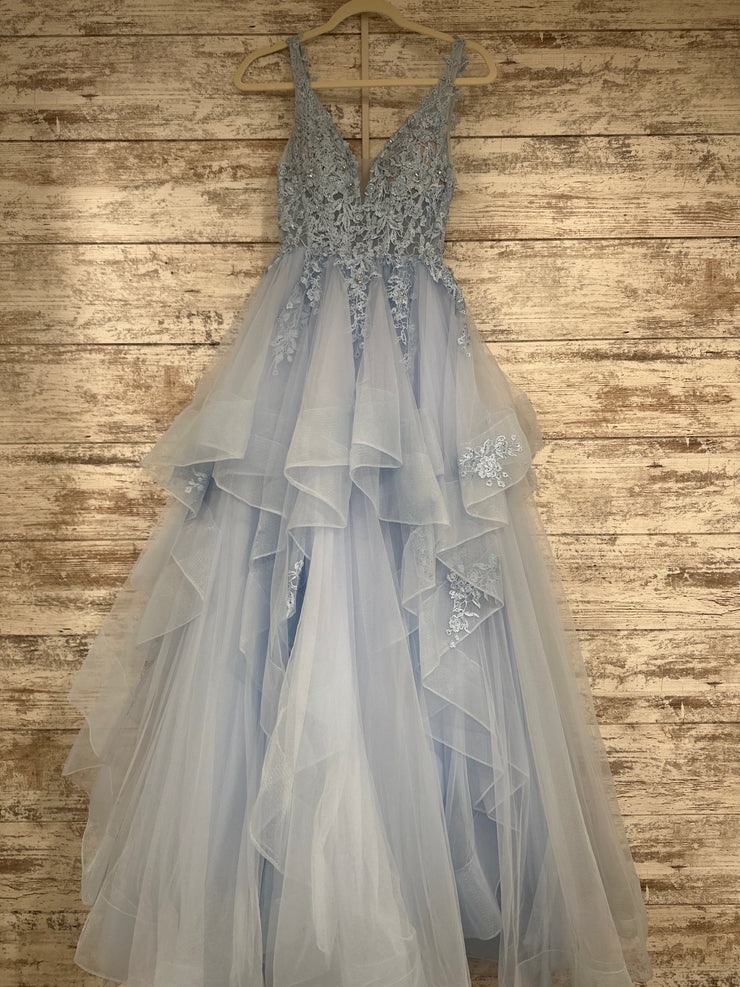 BLUE LAYERED A LINE GOWN