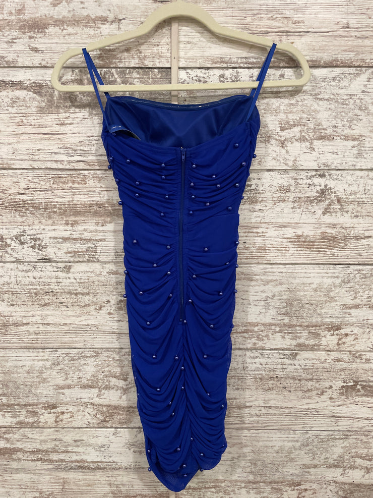 ROYAL BLUE W/ PEARLS SHORT DRE