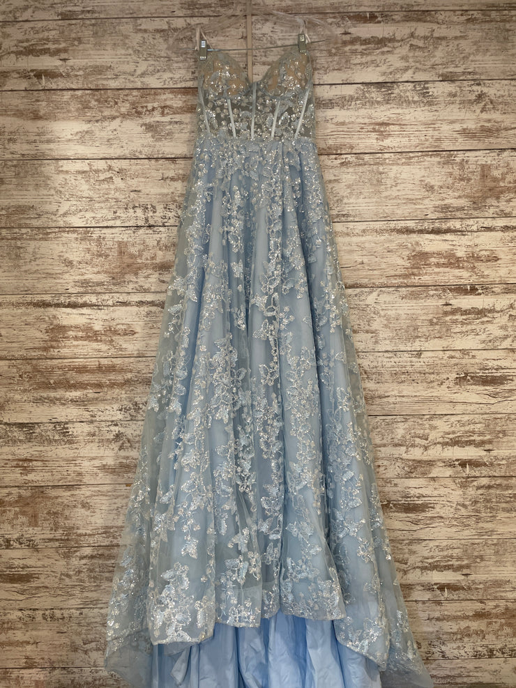 BLUE SPARKLY A LINE GOWN