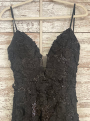 BLACK/FLORAL SPARKLY LONG DRES